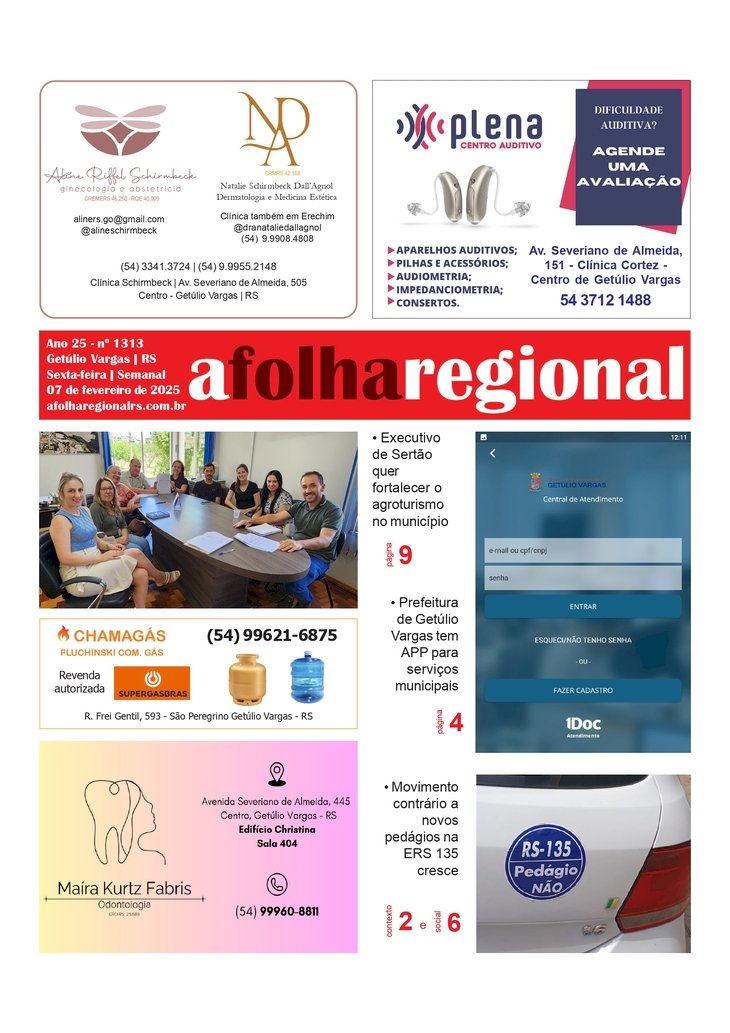 A Folha Regional. no 25 - nº 1.313. Getúlio Vargas RS, 07/02/2025.