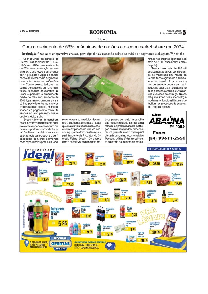 Sicredi - Com crescimento de 53%, máquinas de cartões do Sicredi crescem market share em 2024