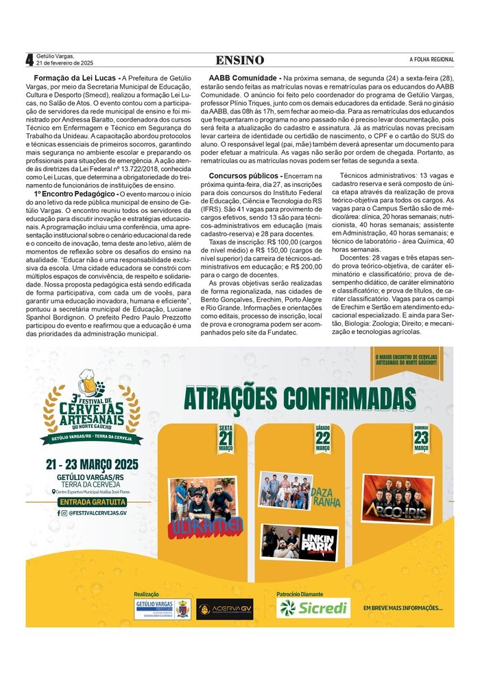 Educação -  Concurso no IFRS /  AABB Comunidade - SMECD de Getúlio Vargas