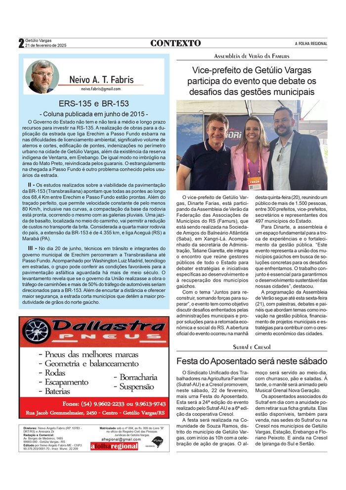 Lá se vão dez anos. Contexto, por Neivo A T Fabris. Edição de 21/02/2025.