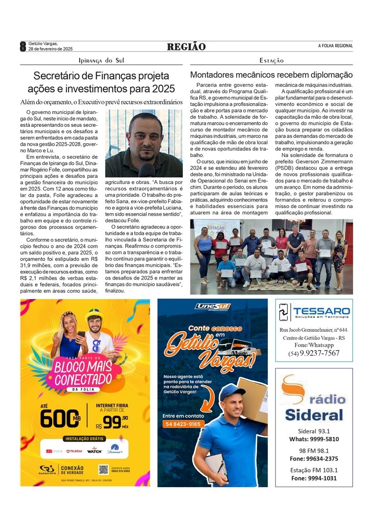 Notícias de Ipiranga do Sul e Estação