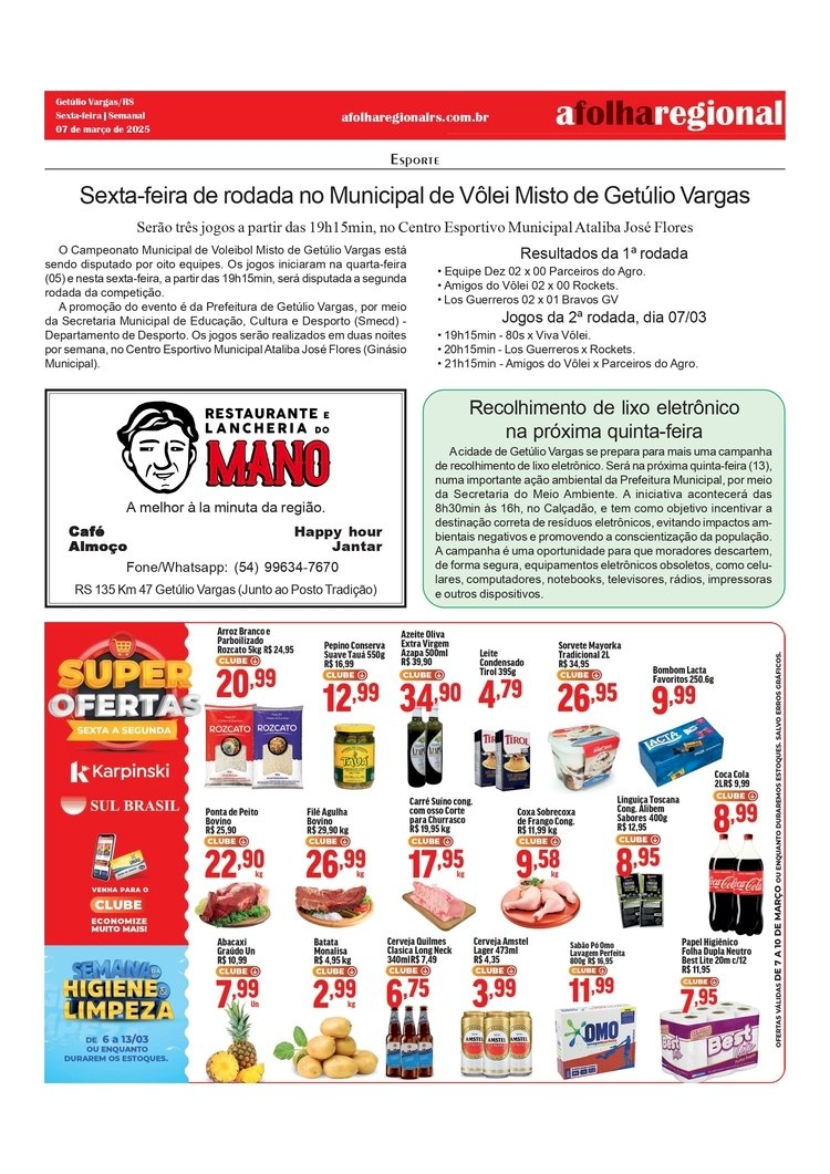 Rodada no Municipal de Vôlei de Getúlio Vargas / Campanha de recolhimento de lixo eletrônico