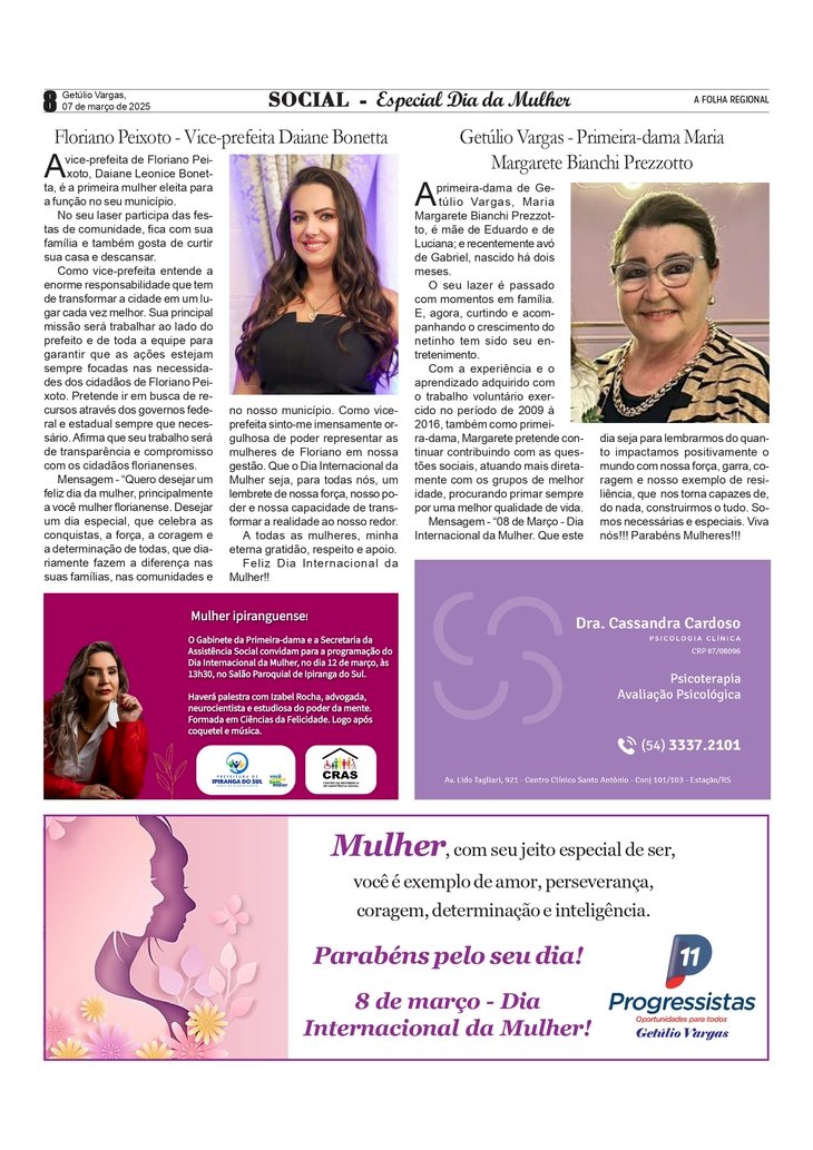 Social Especial Dia da Mulher – FLORIANO PEIXOTO E GETÚLIO VARGAS