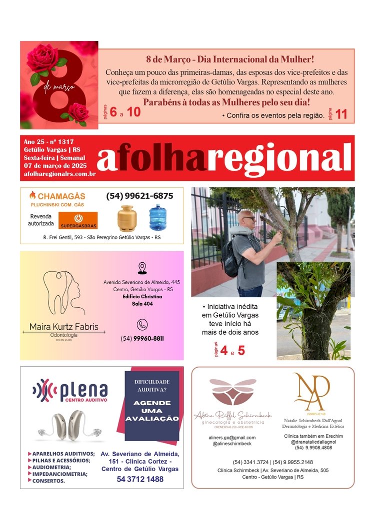 A FOLHA REGIONAL. Ano 25, nº 1.317. Getúlio Vargas RS, 07 de março de 2025.