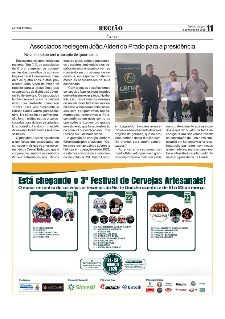 Associados reelegem João Alderi do Prado para a presidência da Creral