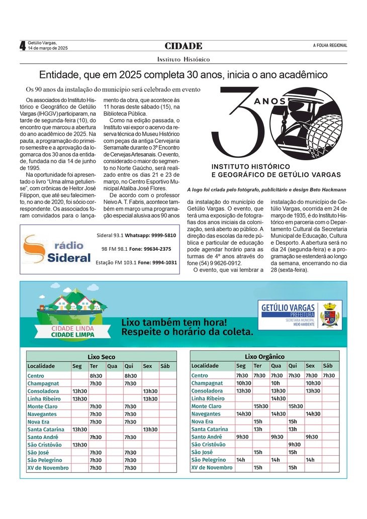 Instituto Histórico - Entidade, que em 2025 completa 30 anos, inicia o ano acadêmico
