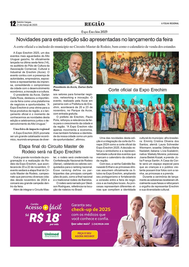 Expo Erechim 2025 - Novidades para esta edição são apresentadas no lançamento da feira