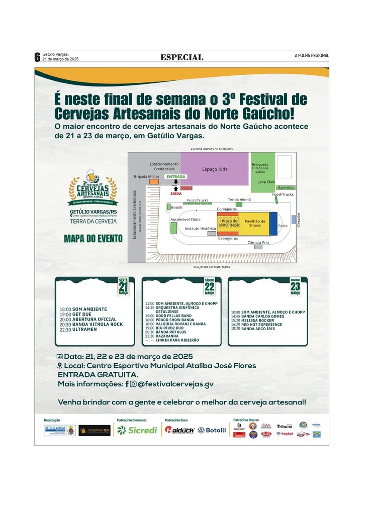 3º Festival de Cervejas Artesanais do Norte Gaúcho – Programação e Mapa do Evento.