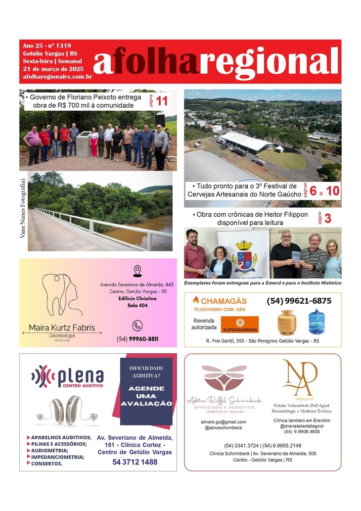 A FOLHA REGIONAL. Ano 25, nº 1.319. Getúlio Vargas RS, 21 de março de 2025.