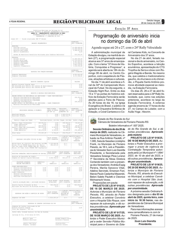 Estação 37 Anos - Programação de aniversário inicia no domingo dia 06 de abril
