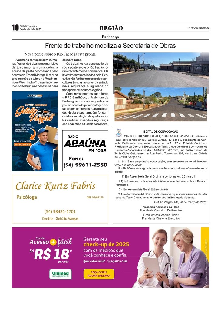 Frente de trabalho mobiliza a Secretaria de Obras de Erebango