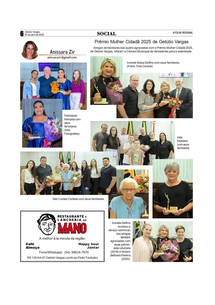 Página Social, por Anissara Zir. Edição de 04/4/2025.