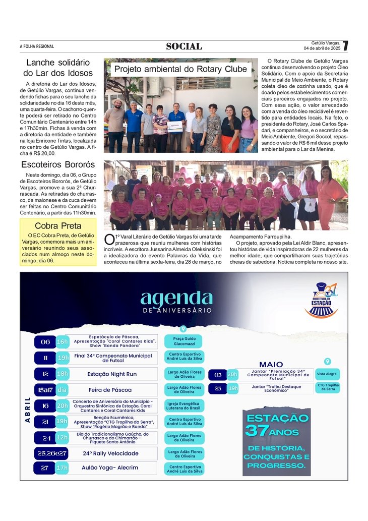 Página Social, por Anissara Zir. Edição de 04/4/2025.
