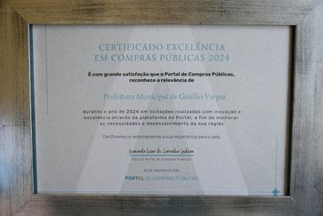 Prefeitura de Getúlio Vargas recebe Certificado  de Excelência em Compras Públicas 2024