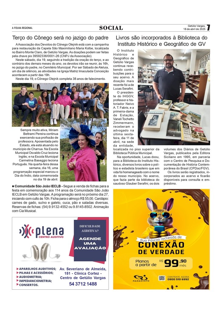 Coluna Social, por Anissara Zir. Edição de 18/4/2025