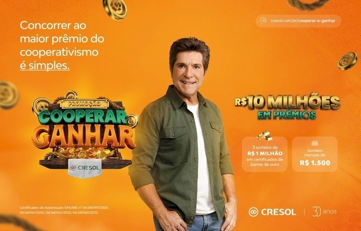 Cresol lança campanha Cooperar é Ganhar com sorteio de R$ 10 milhões em prêmios