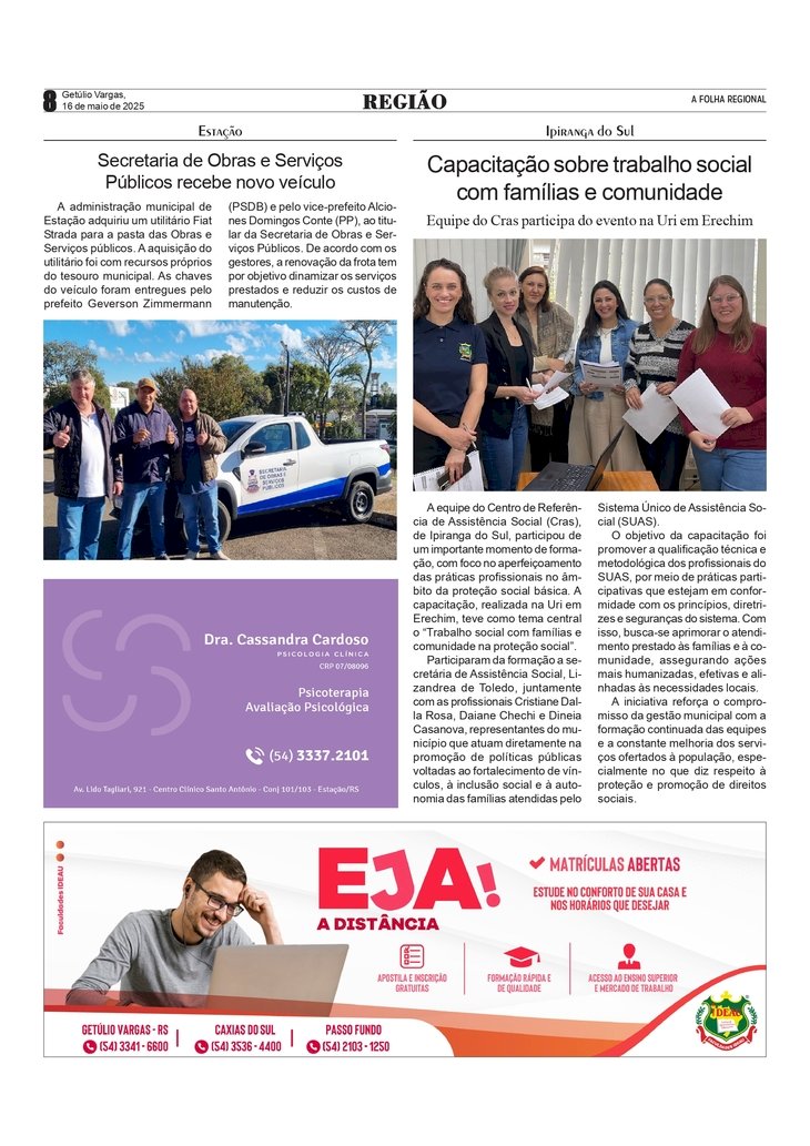 Notícias de IPIRANGA DO SUL e ESTAÇÃO