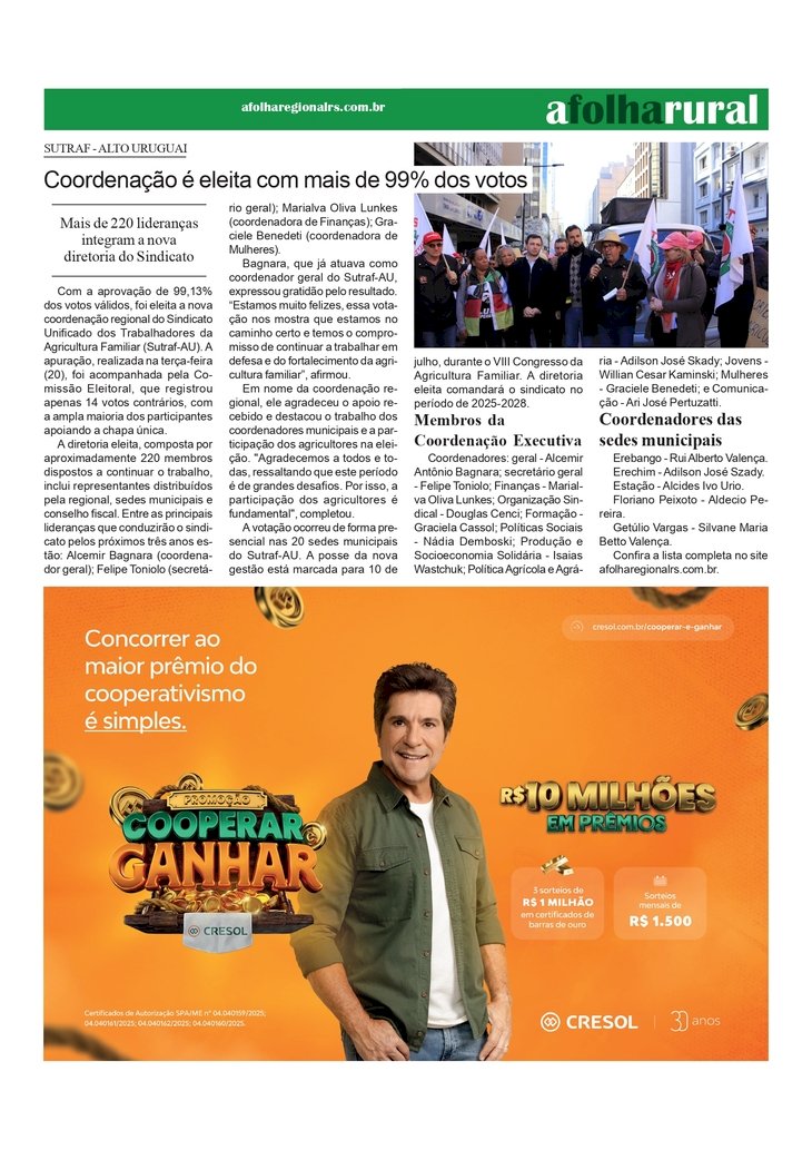 A FOLHA RURAL - 4º Agroshow Sicredi  /  Sutraf AU / Currsos do SR de Getúlio Vargas e Senar/RS