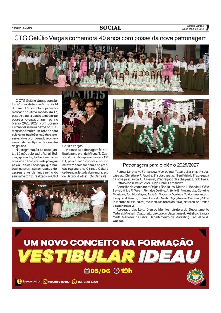 Coluna Social, por Anissara Zir. Edição de 23/5/2025.