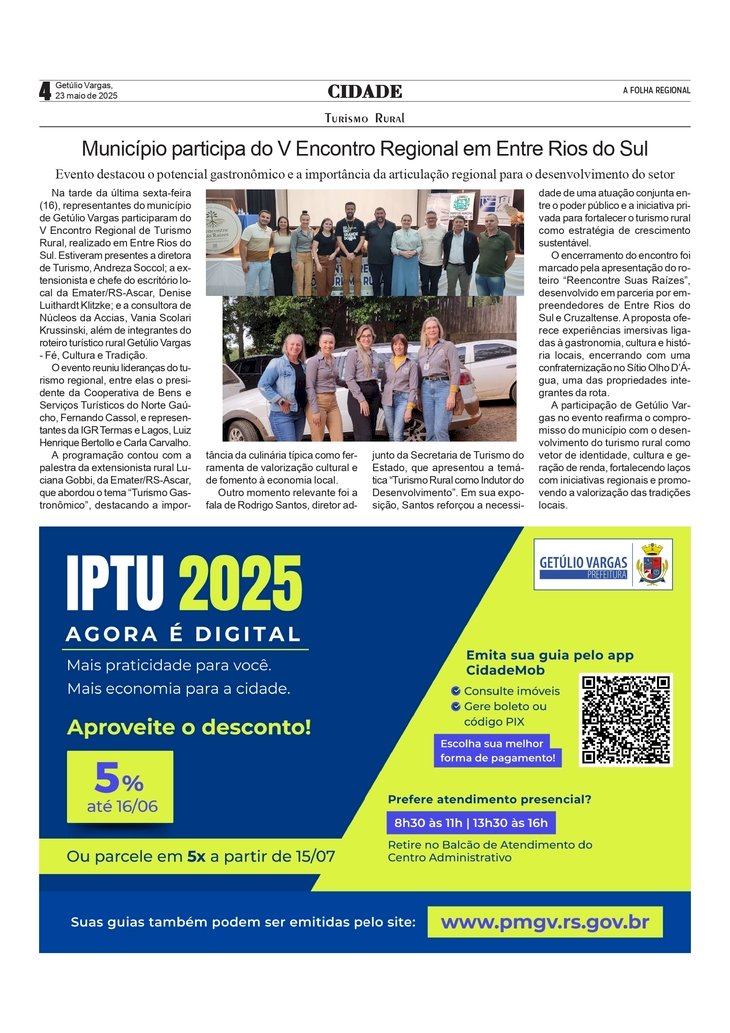 Turismo Rural - Município participa do V Encontro Regional em Entre Rios do Sul