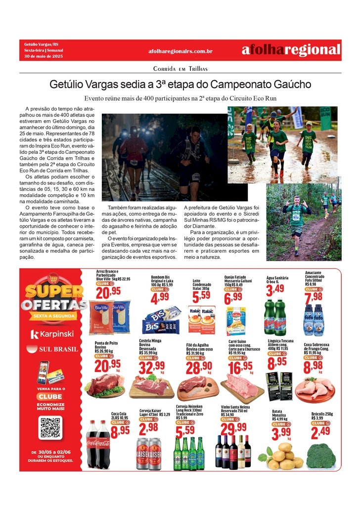 Getúlio Vargas sedia a 3ª etapa do Campeonato Gaúcho de Corrida em Trilha