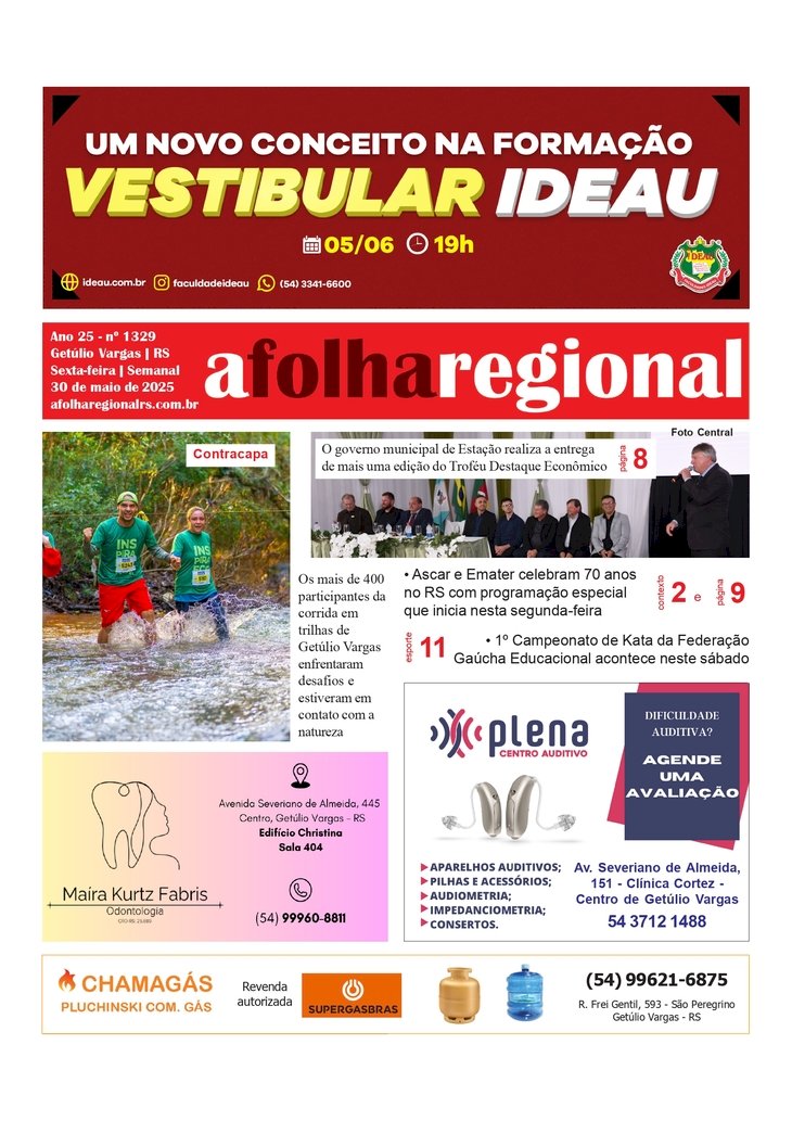 A FOLHA REGIONAL. Ano 25, nº 1.329. Getúlio Vargas RS, 30 de maio de 2025.