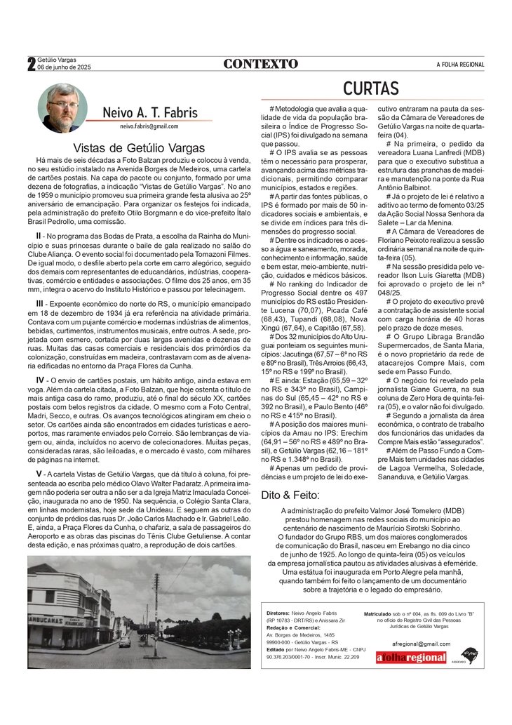 Vistas de Getúlio Vargas. Contexto, por Neivo A T Fabris / Edição 06/6/2025