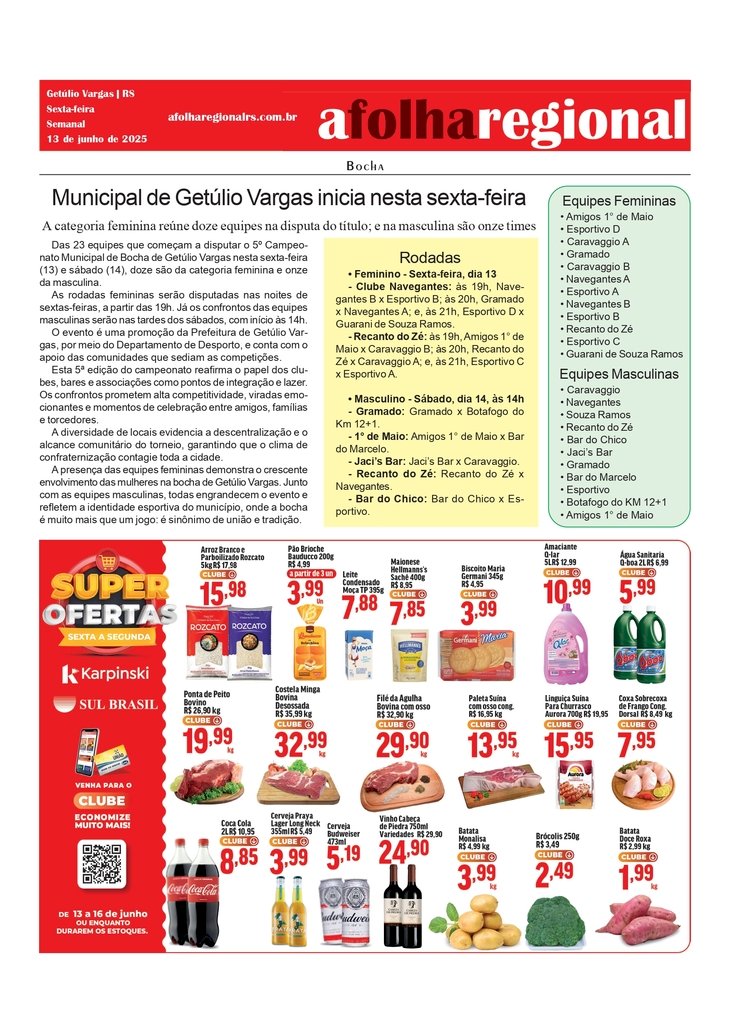 Municipal de Bocha de Getúlio Vargas inicia nesta sexta-feira