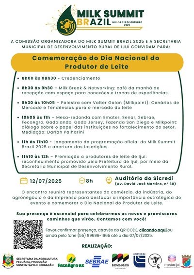 Programação oficial do Milk Summit Brazil 2025 será lançada no Dia Nacional do Produtor de Leite
