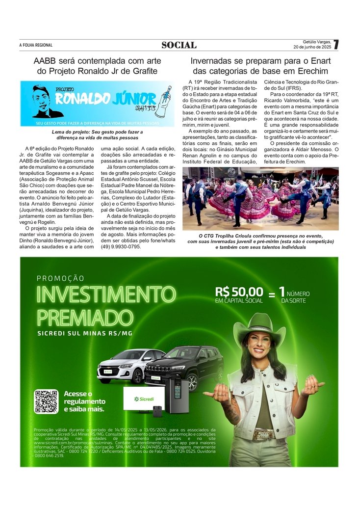 Página Social, por Anissara Zir. Edição de 20/6/2025