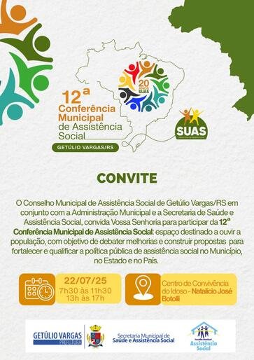 Getúlio Vargas realiza 12ª Conferência Municipal  de Assistência Social nesta terça-feira