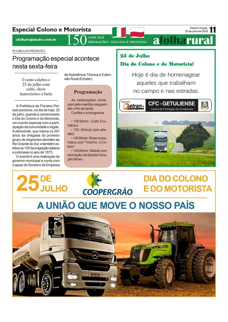 Floriano Peixoto - Programação especial acontece nesta sexta-feira (25)