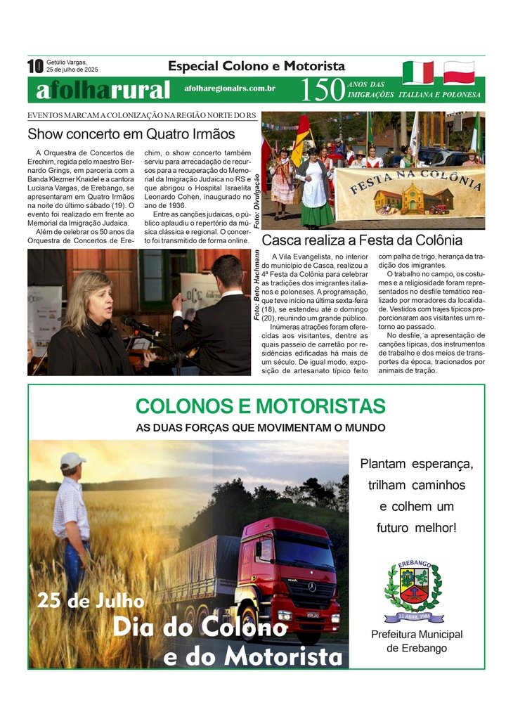 Eventos marcam a colonização na Região Norte do RS / Especial  Dia do Colono e Motorista