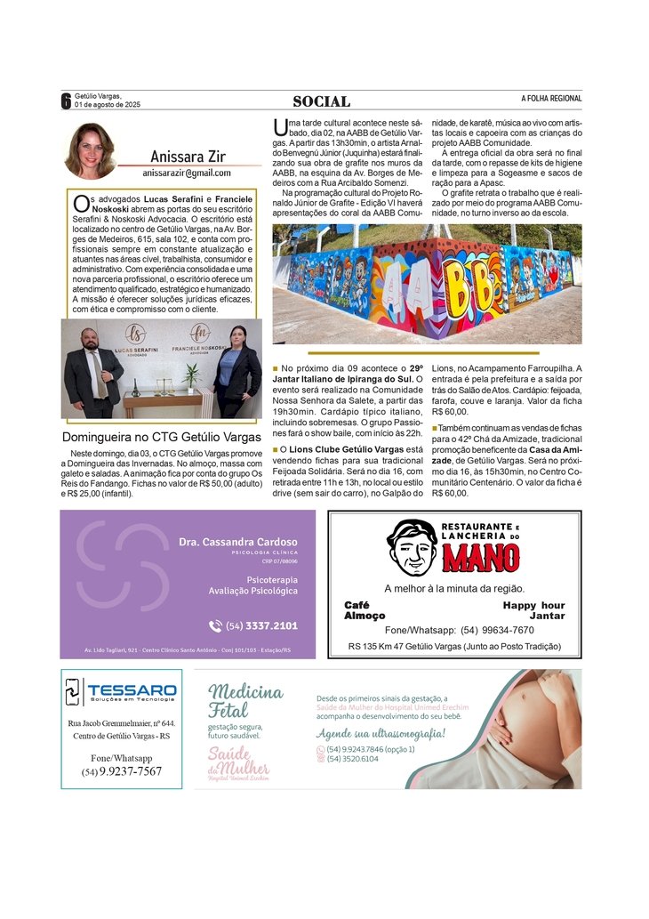 Social, por Anissara Zir. Edição de 01/8/2025.