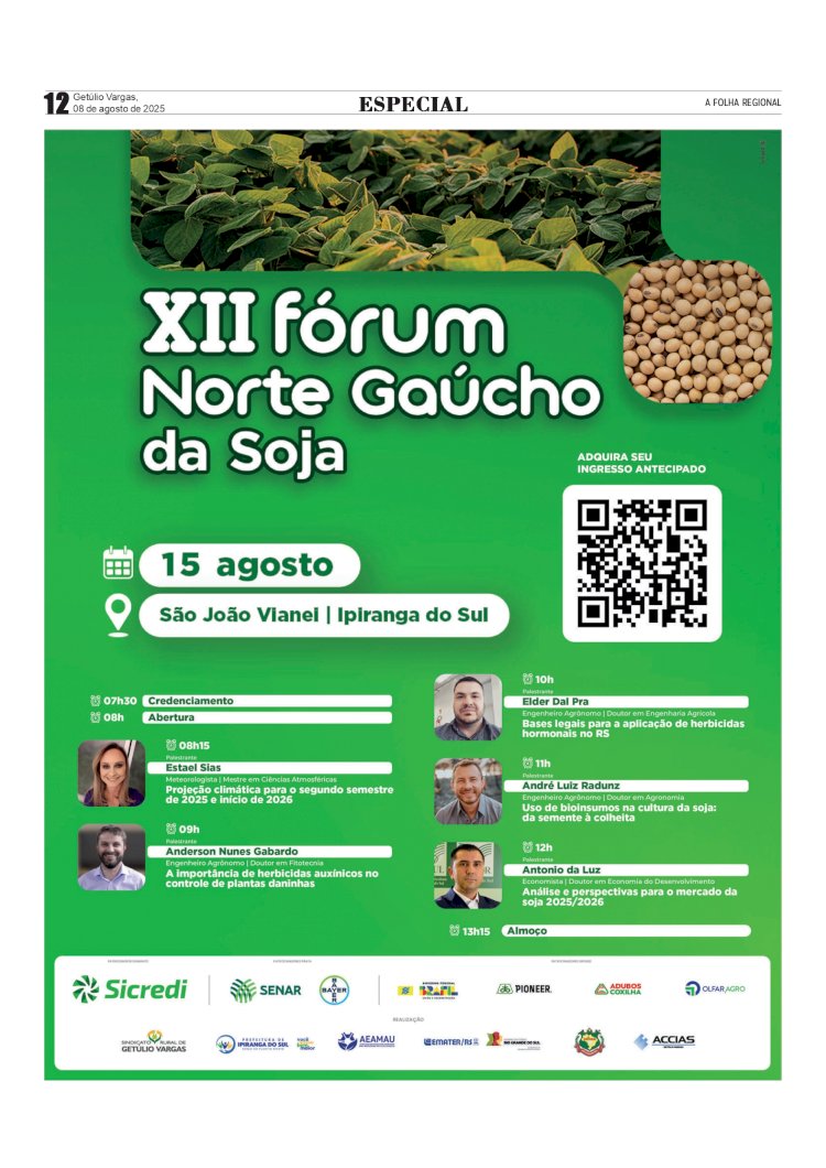 Soja: do campo ao mercado, Fórum Norte Gaúcho em  Ipiranga do Sul capacita produtores para mais rentabilidade