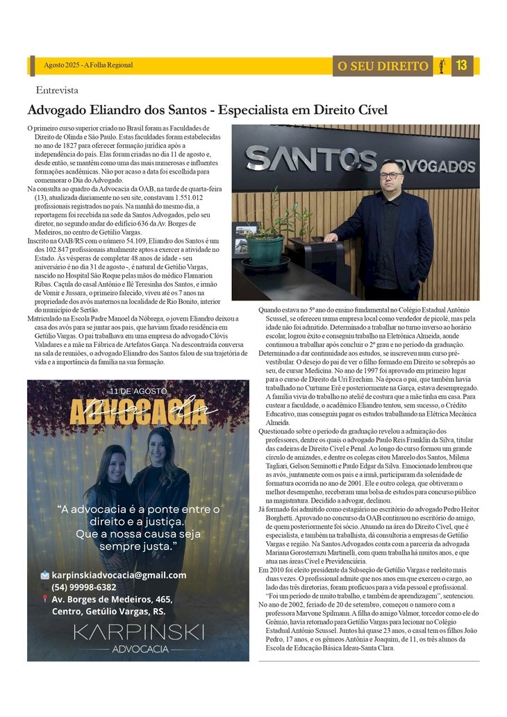 Especial O Seu Direito - Entrevista com o Advogado Eliandro dos Santos - Especialista em Direito Cível