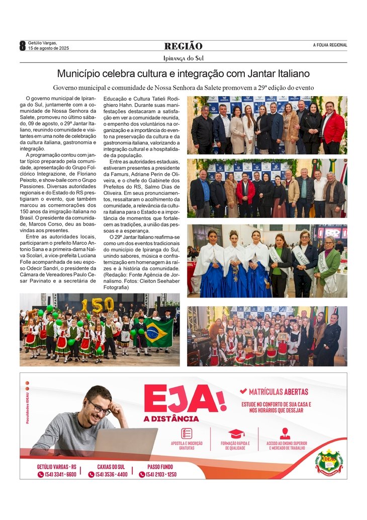 Jantar Italiano celebra cultura e integração em Ipiranga do Sul