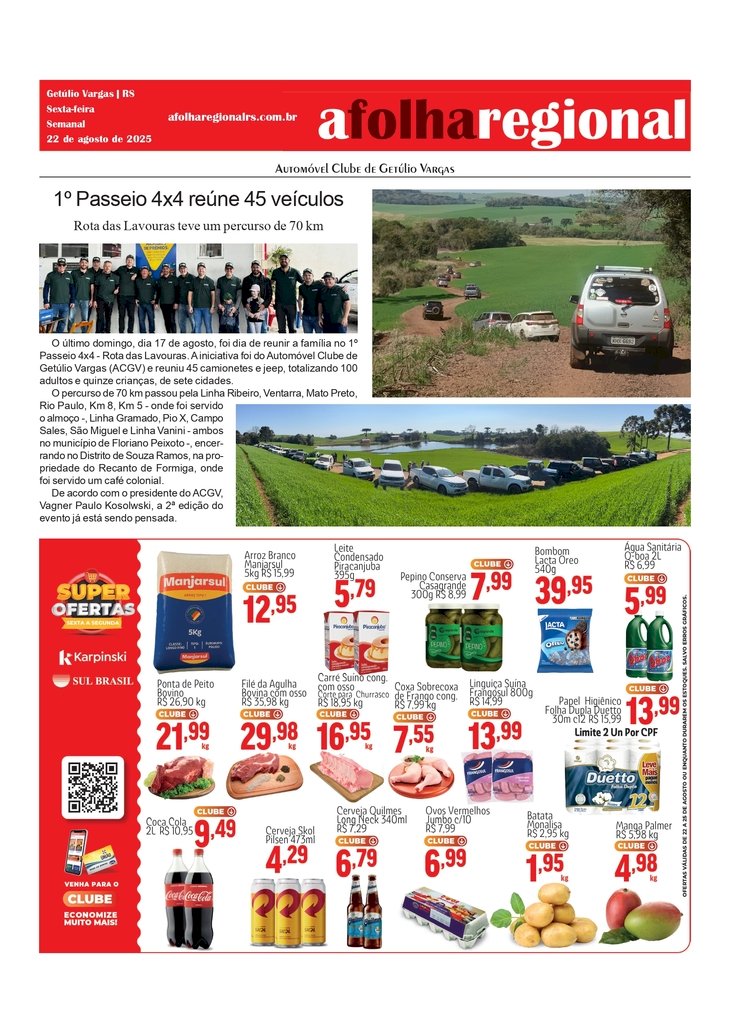 1º Passeio 4x4 promovido pelo Automóvel Clube de  Getúlio Vargas reúne 45 veículos