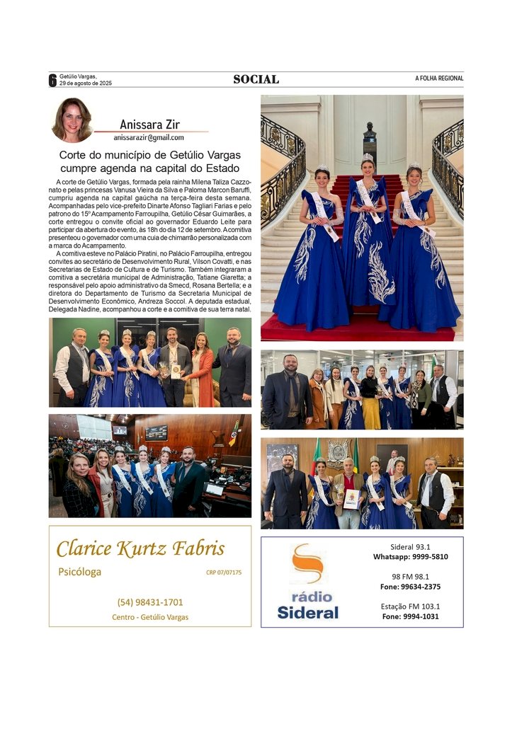 Social, por Anissara Zir. Edição 29/8/2025.