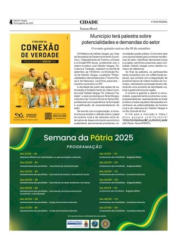 Palestra Turismo Rural / Semana da Pátria de Getúlio Vargas