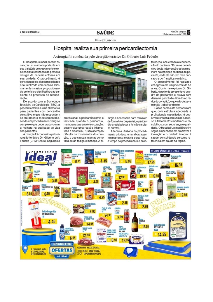 Hospital da Unimed Erechim realiza sua primeira pericardiectomia