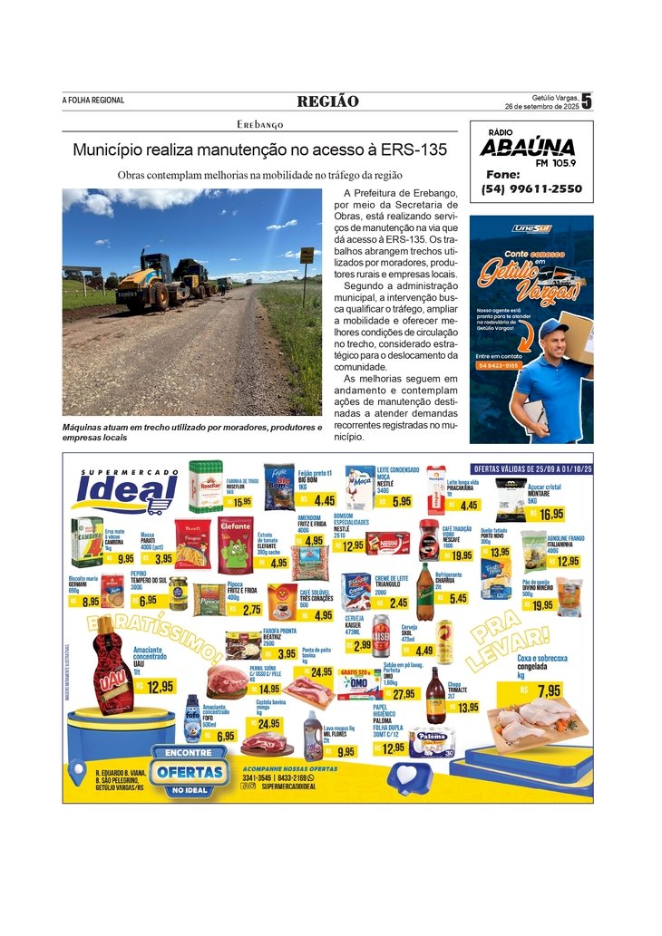 Município de Erebango realiza manutenção no acesso à ERS-135