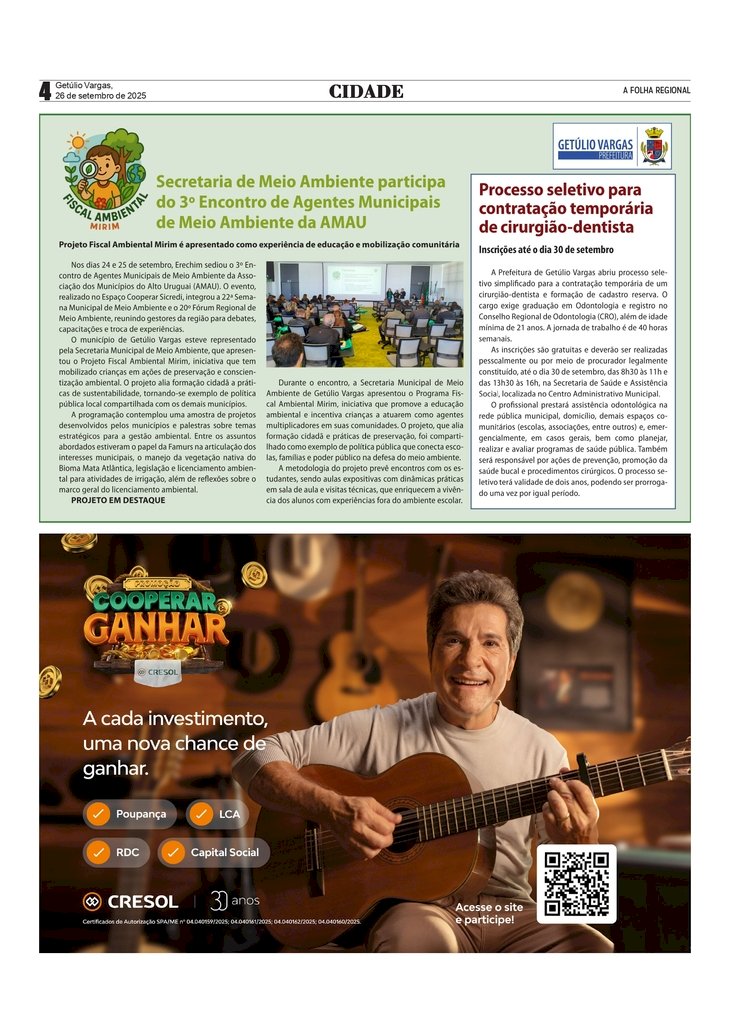 Secretaria de Meio Ambiente de Getúlio Vargas participa do 3º Encontro de Agentes Municipais de Meio Ambiente da AMAU