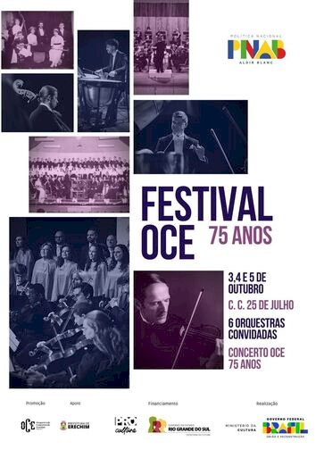 OCE celebra 75 anos com festival gratuito em Erechim