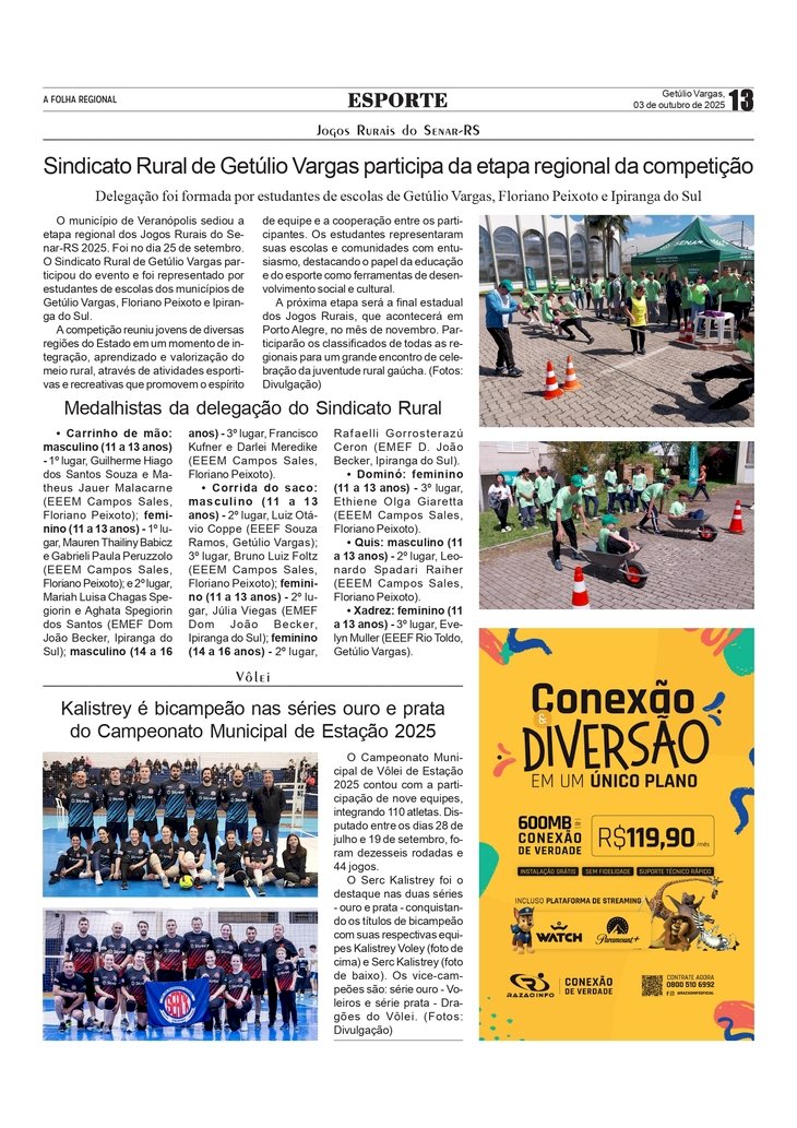 Jogos Rurais do Senar-RS / Kalistrey é bicampeão