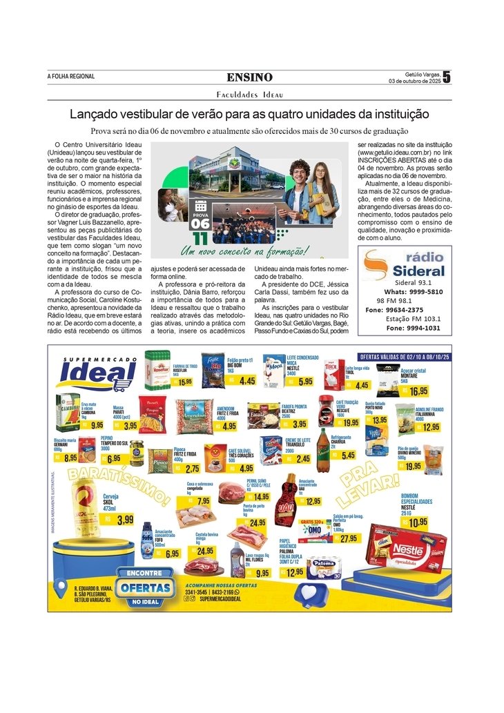 Lançado vestibular de verão para as quatro unidades da Faculdade Ideau