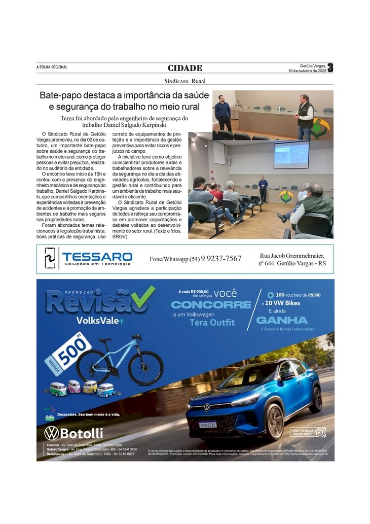 Bate-papo no Sindicato Rural destaca a importância da saúde e segurança do trabalho no meio rural