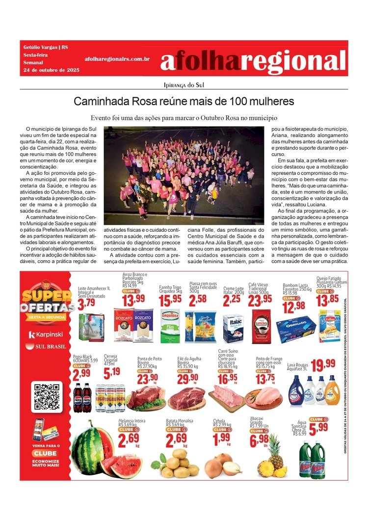 Caminhada Rosa reúne mais de 100 mulheres em Ipiranga do Sul