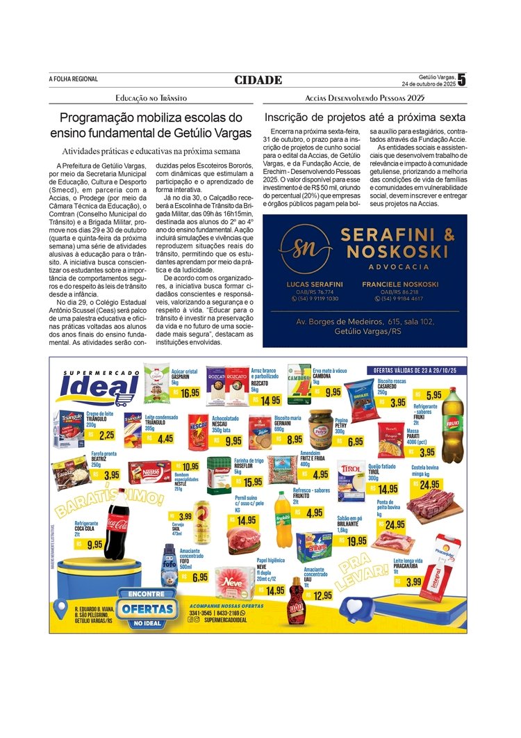 Educação no Trânsito - Programação mobiliza escolas do ensino fundamental de Getúlio Vargas / Accias Desenvolvendo Pessoas 2025