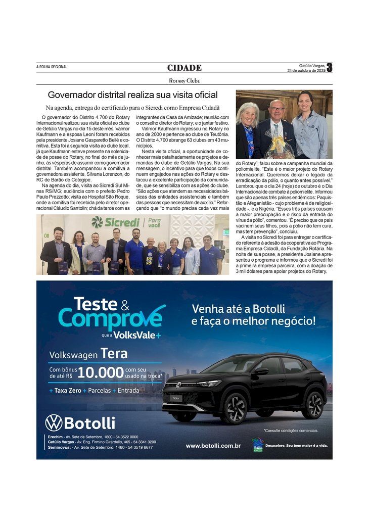 Rotary Clube - Governador distrital realiza sua visita oficial